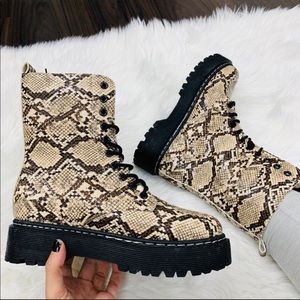 Snakeskin Combat Boots